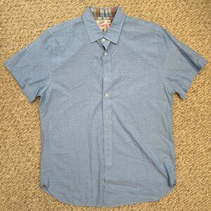 Grayers Shirt Mens M Blue Diamond Button-Down Short‎ Sleeve Preppy Sophisticated